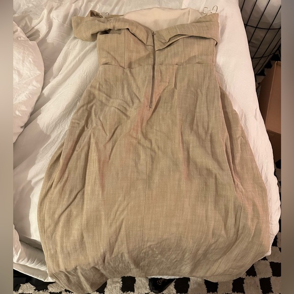 ZARA NWT WOMAN ASYMMETRICAL SLIP MIDI DRESS TAUPE BROWN | 3265/332 - Picture 3 of 3